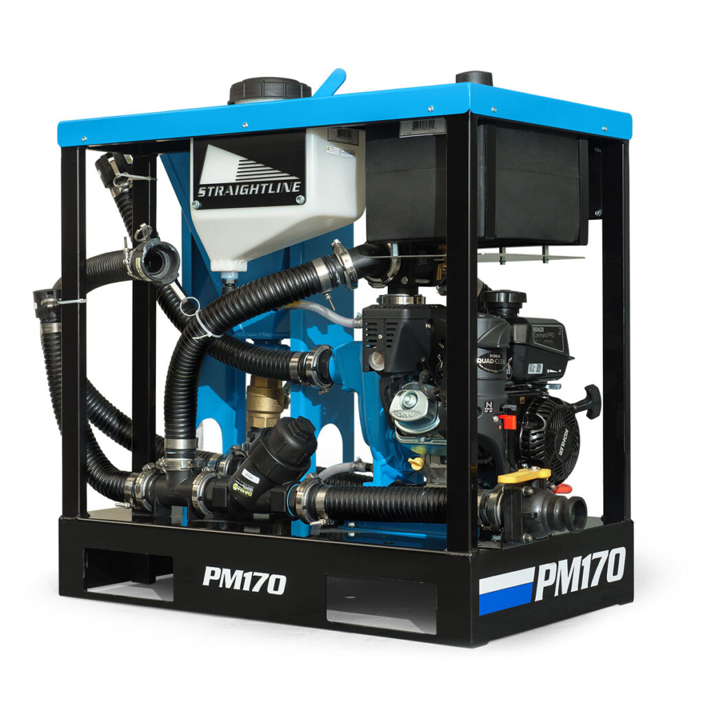 StraightLine® HDD's Performix Mud Mixing Systems offer fast, efficient bentonite mixing for HDD. Featuring high-capacity pumps, Kohler gas or diesel engines, and a large hopper, they ensure fully yielded fluids in minutes. Compact designs adapt to trucks or trailers, and high-capacity fuel tanks extend operation times. Models include the PM170, SL500, and PM365 mixers.